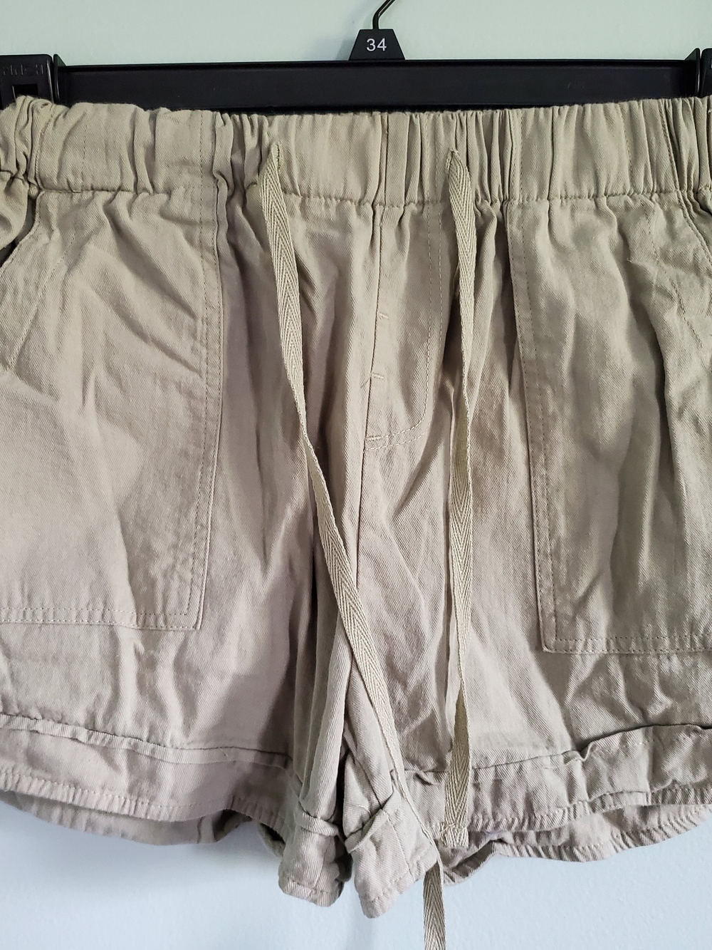 Women's Drawstring Utility Athletic Shorts - Light Beige